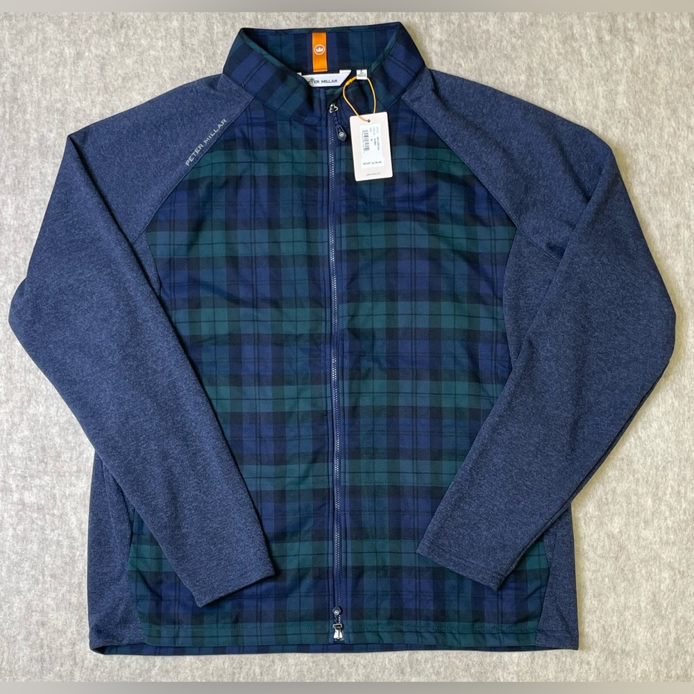 Peter Millar Flannel Merge Hybrid Jacket in Navy/Balsam